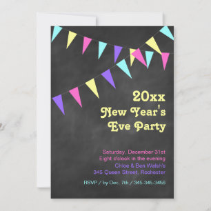 Invitation du Nouvel An 2018 de Chalkboard Bunting