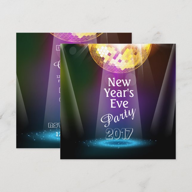 Invitation du Nouvel An du Bal Disco (Devant / Derrière)