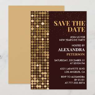 Invitation du Nouvel An Épargnez la date Or