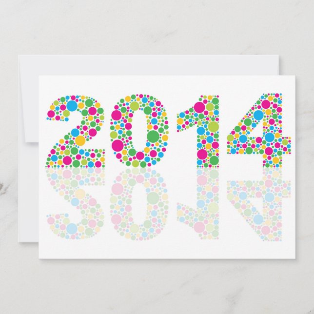 Invitation du Nouvel An Pois coloré 2014 (Devant)