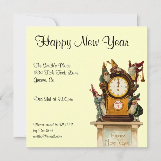 Invitation du Nouvel An Vintage (Devant)