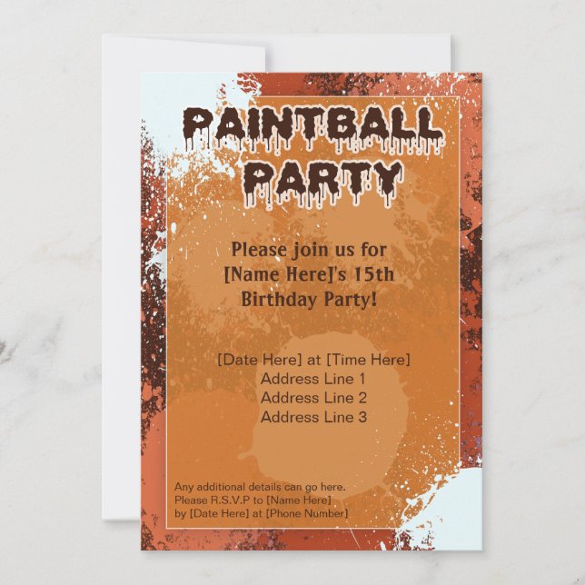 Invitation du Orange Paintball Party (Devant)