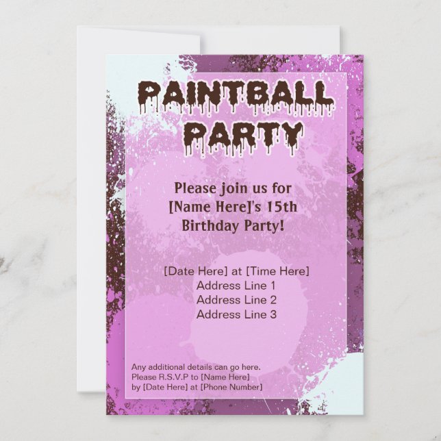 Invitation du Paintball Party (Devant)