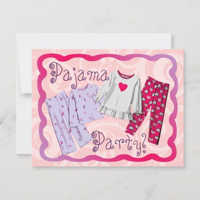 Invitation du Pajama Party, PJ rose et violet (Devant)