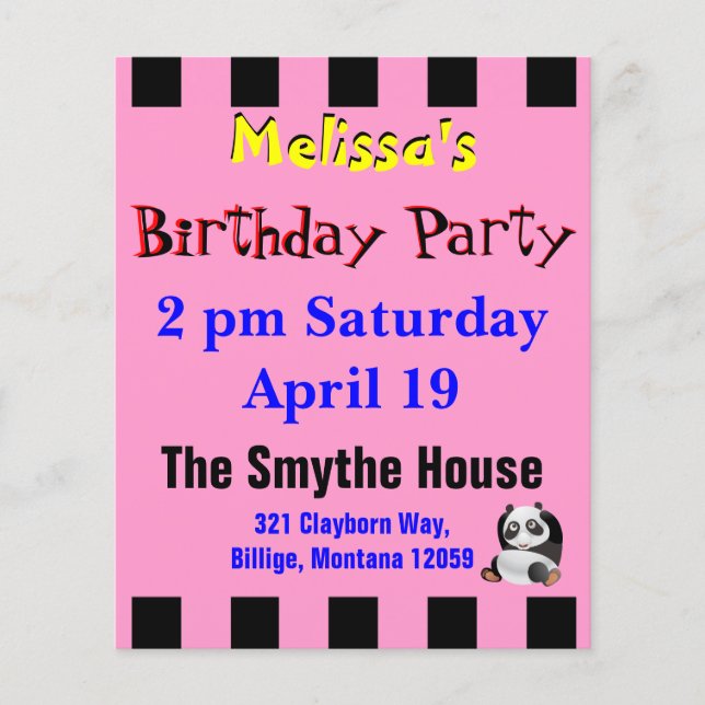 Invitation du Panda Party (Devant)
