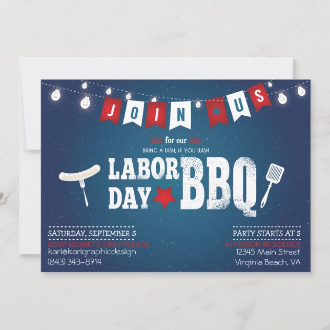 Invitation du parti BBQ de la fête du travail (Devant)