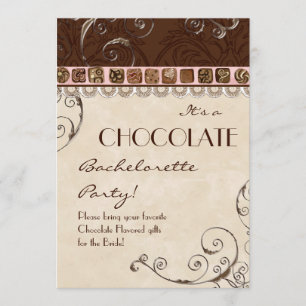 Invitation du parti Chocolate Damask Swirl Batchel