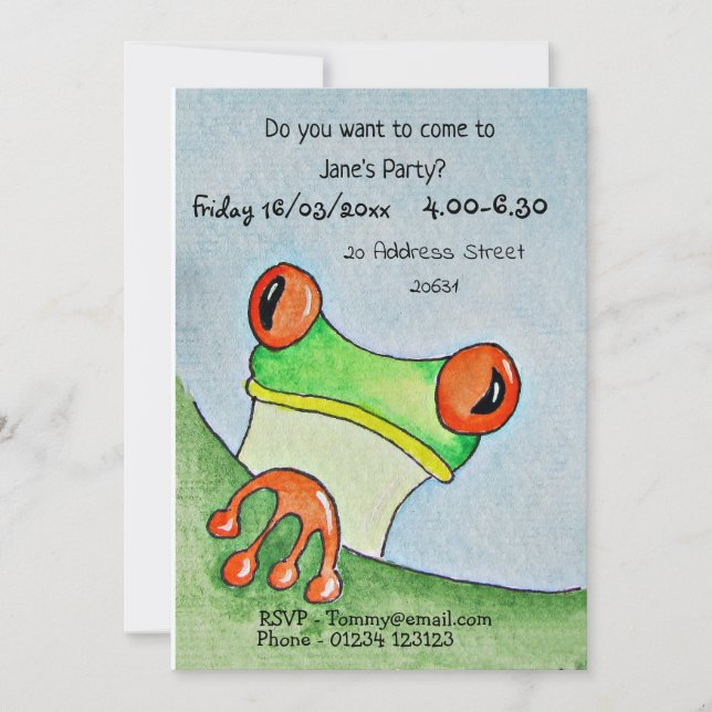 Invitation du parti Cute Frog (Devant)