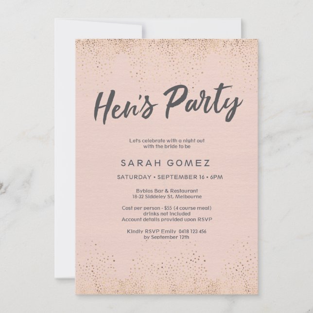 Invitation du parti de Blush Pink Hen (Devant)