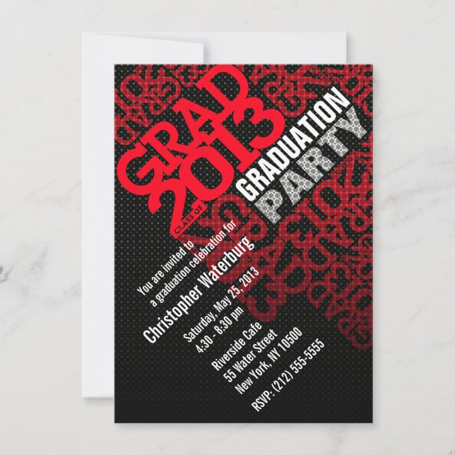 Invitation du Parti de la graduation 2013 Rouge 9 (Devant)