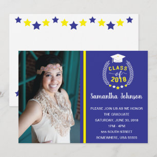 Invitation du Parti de la graduation bleue et jaun