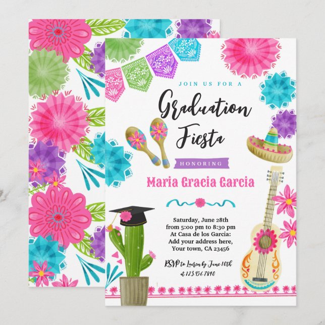 Invitation du Parti de la graduation mexicaine (Devant / Derrière)