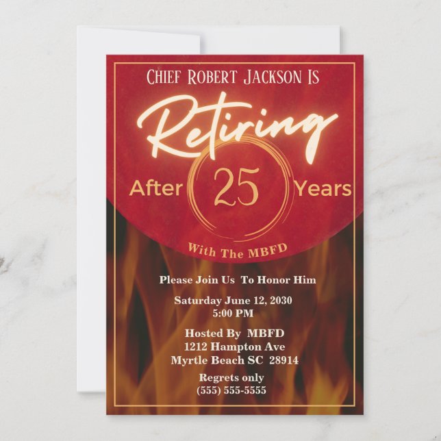 Invitation du parti de retraite des pompiers (Devant)