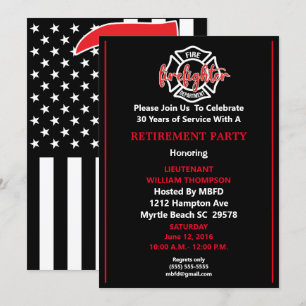 Invitation du parti de retraite des pompiers