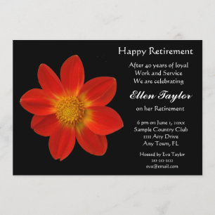 Invitation du Parti de retraite floral rouge et no