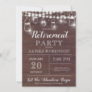 Invitation du parti de retraite Rustic Wood