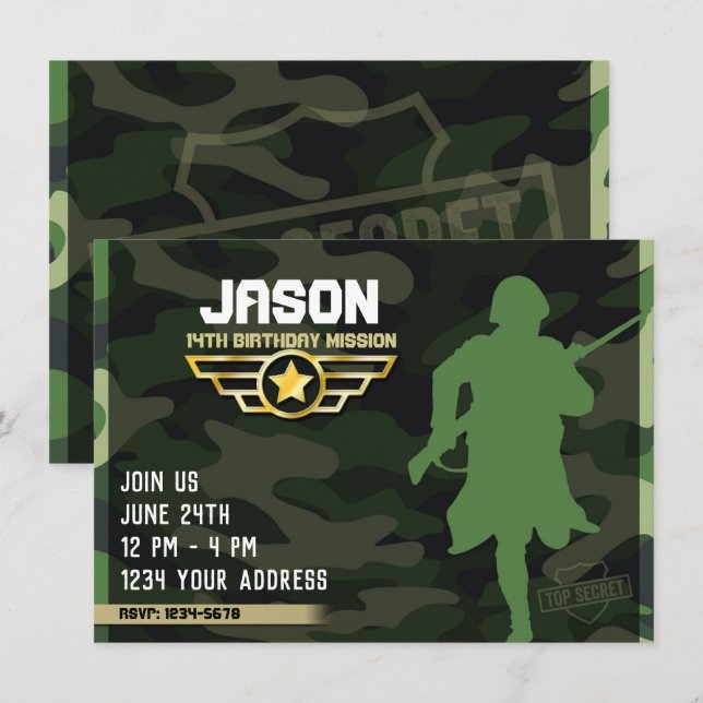 Invitation du Parti de style militaire (Devant / Derrière)