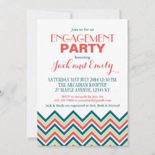 Invitation Du Parti D'Engagement Chevron Corail Et