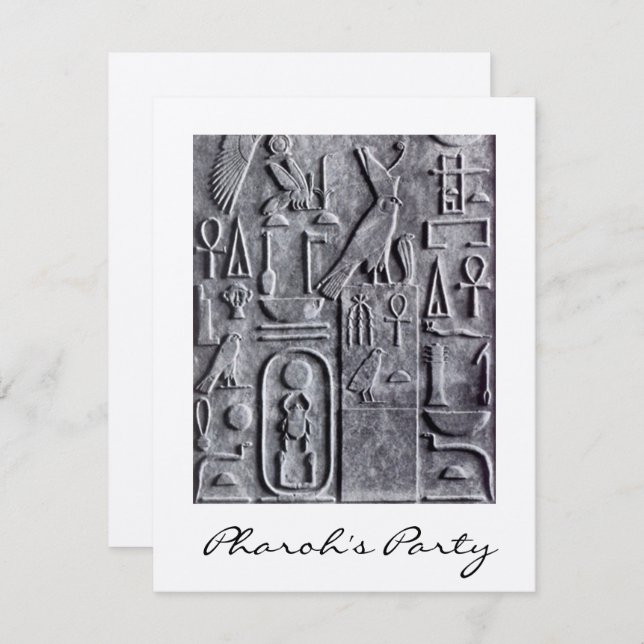 Invitation du parti égyptien Hiéroglyphes Pharoh (Devant / Derrière)