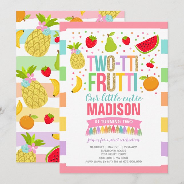 Invitation du Parti Frutti à deux tti 2e fête d'an (Devant / Derrière)