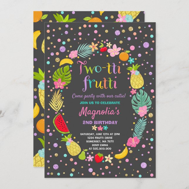 Invitation du Parti Frutti à deux tti 2e fête d'an (Devant / Derrière)