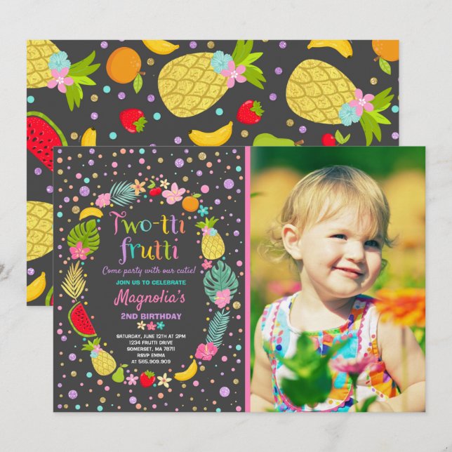 Invitation du Parti Frutti à deux tti 2e fête d'an (Devant / Derrière)