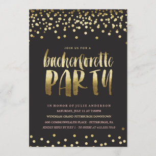Invitation du PARTI GOLD CONFETTI BACHELORETTE