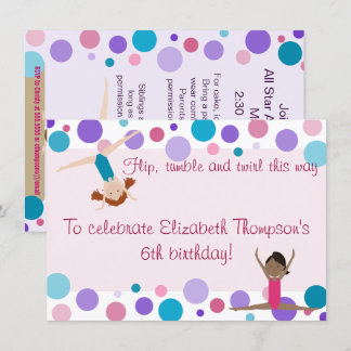 Invitation du parti Gymnastique Purple, Turquoise 