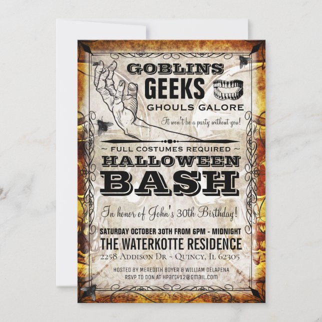 Invitation du parti Halloween Bash (Devant)