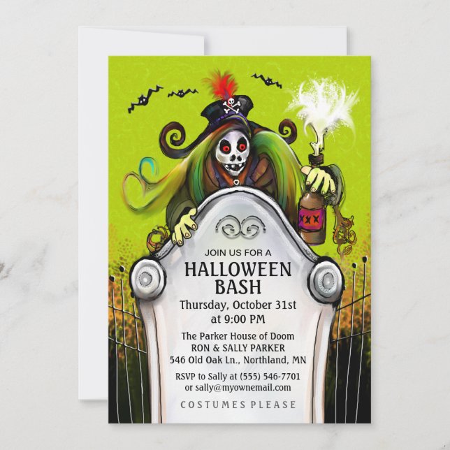 Invitation du parti Halloween Bash Ghoulish (Devant)