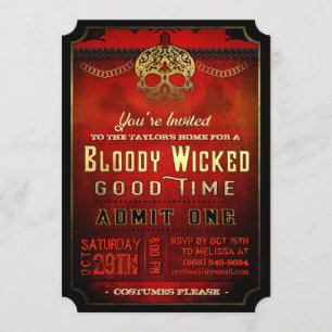 Invitation du parti Halloween Bloody Wicked Red &