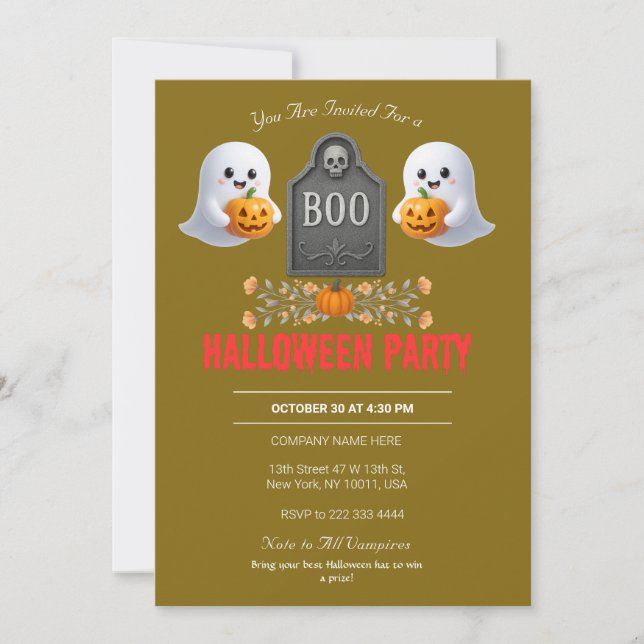 Invitation du parti Halloween du bureau éffrayant (Devant)
