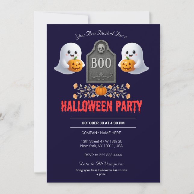 Invitation du parti Halloween du bureau éffrayant (Devant)