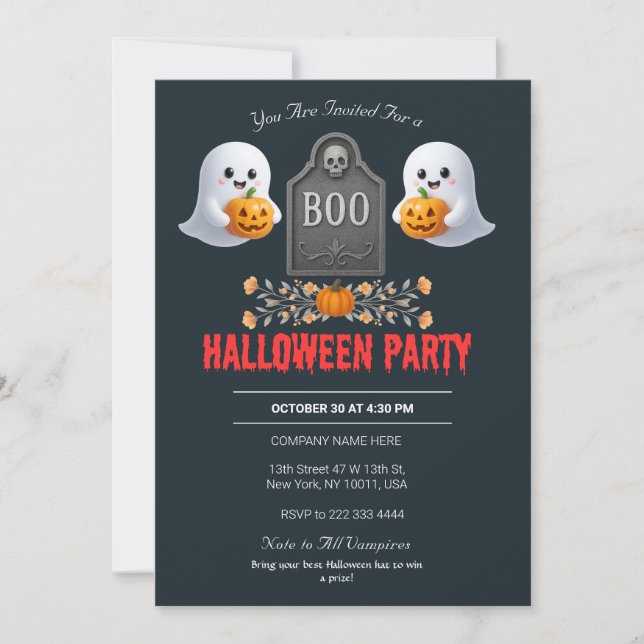 Invitation du parti Halloween du bureau éffrayant (Devant)