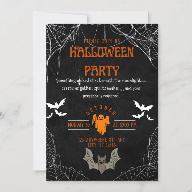 Invitation du parti Halloween Ghost (Devant)