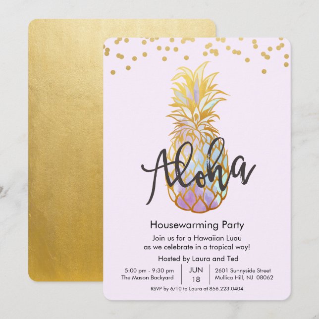 Invitation du parti Hawaiian Aloha Luau (Devant / Derrière)