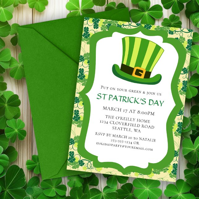 Invitation du Parti irlandais Jour de la Saint Pat (St Patrick's Day Irish Party Invitation)