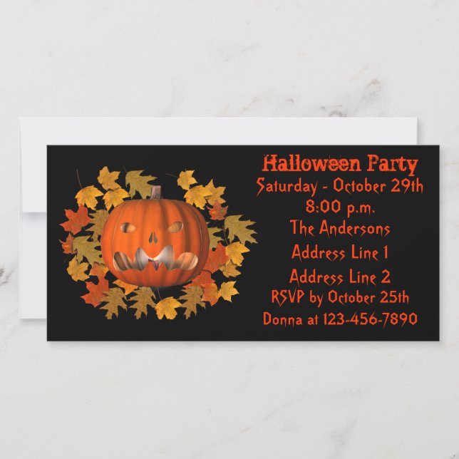 Invitation du parti Jack-o'-lantern Halloween (Devant)