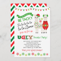 Invitation du parti Llama Ugly Sweater