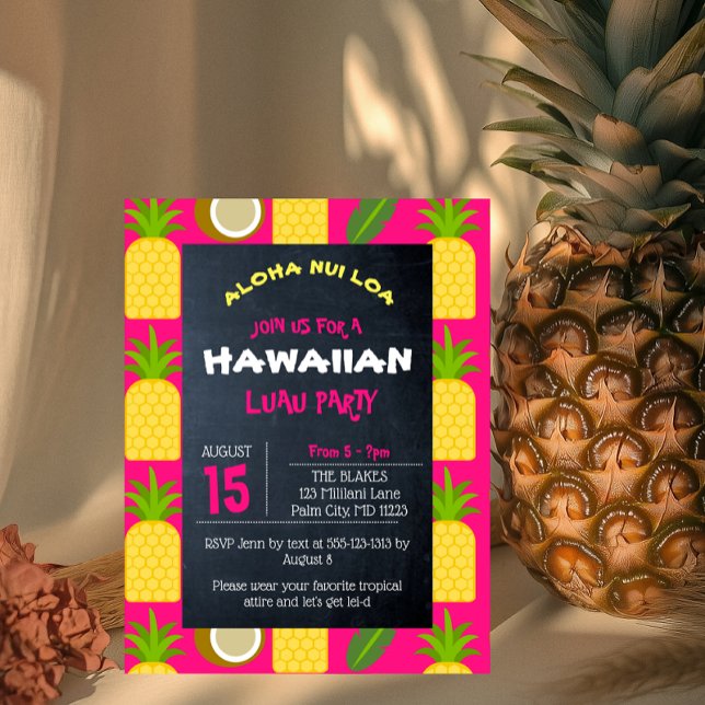 Invitation du Parti Luau Hawaiian Tropical Rose (Créateur téléchargé)