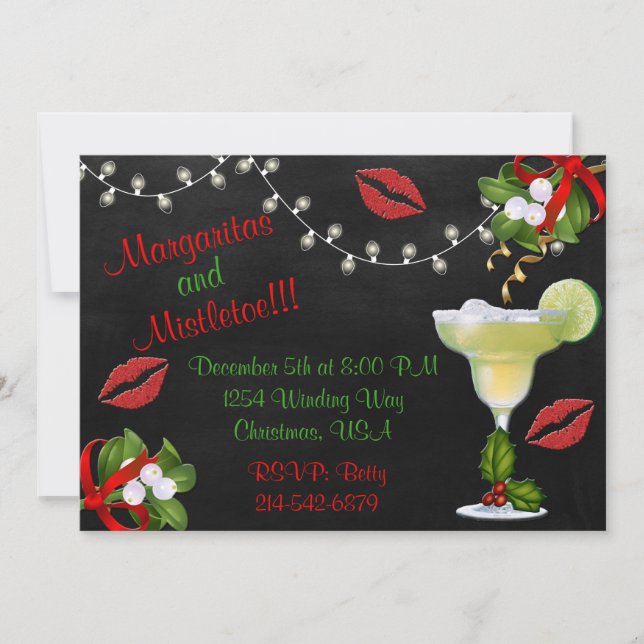 Invitation du parti Margaritas et Mistletoe Lights (Devant)