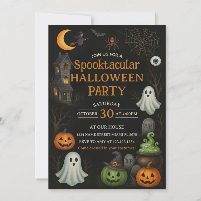 Invitation du parti Masquerade Spooktacular Hallow (Devant)