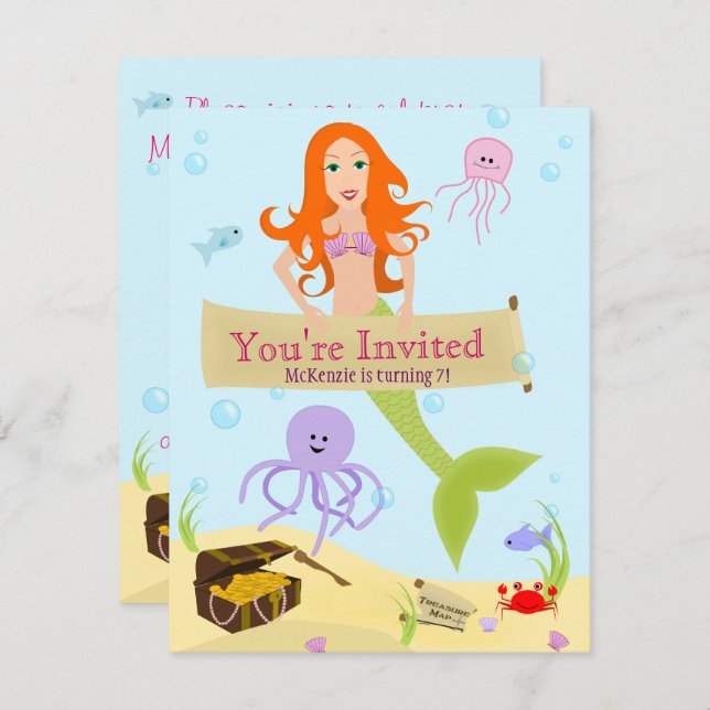 Invitation du parti Mermaid (Devant / Derrière)