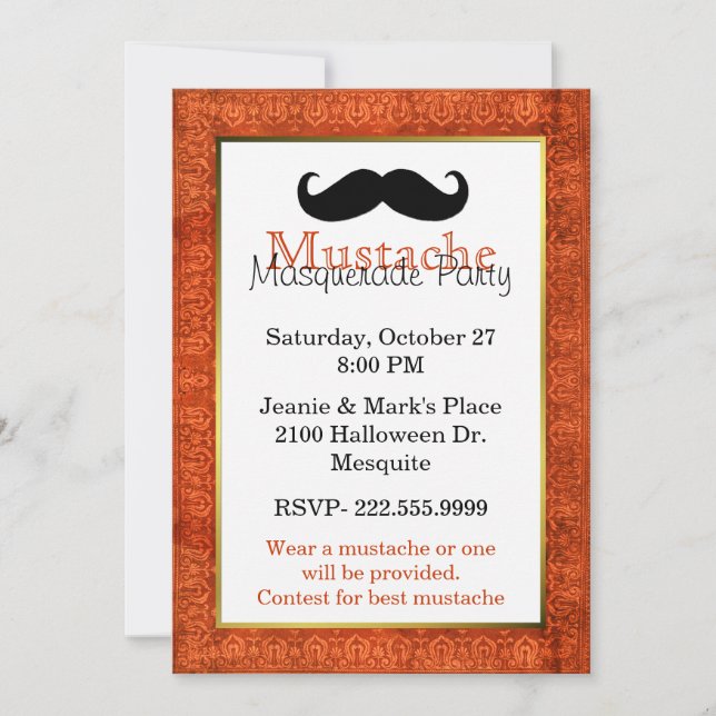 Invitation du parti Mustache Halloween (Devant)