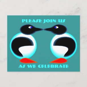 INVITATION DU PARTI NEON PAIR PENGUINS ANNIVERSAIR