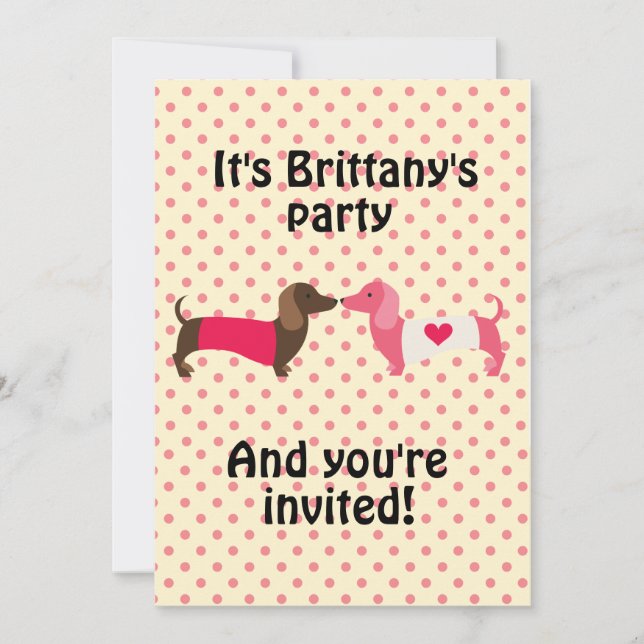 Invitation du parti Pink Dachshund (Devant)