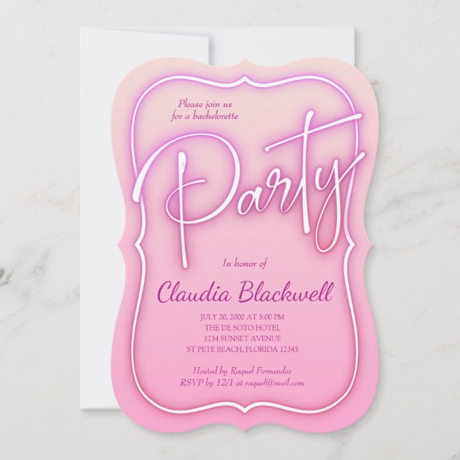 Invitation du parti Pink Neon (Devant)