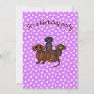 Invitation du parti Purple Dachshund