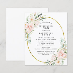 Invitation du parti Quinceanera Floral Rose Budget