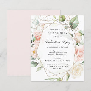 Invitation du parti Quinceanera Floral Rose Budget